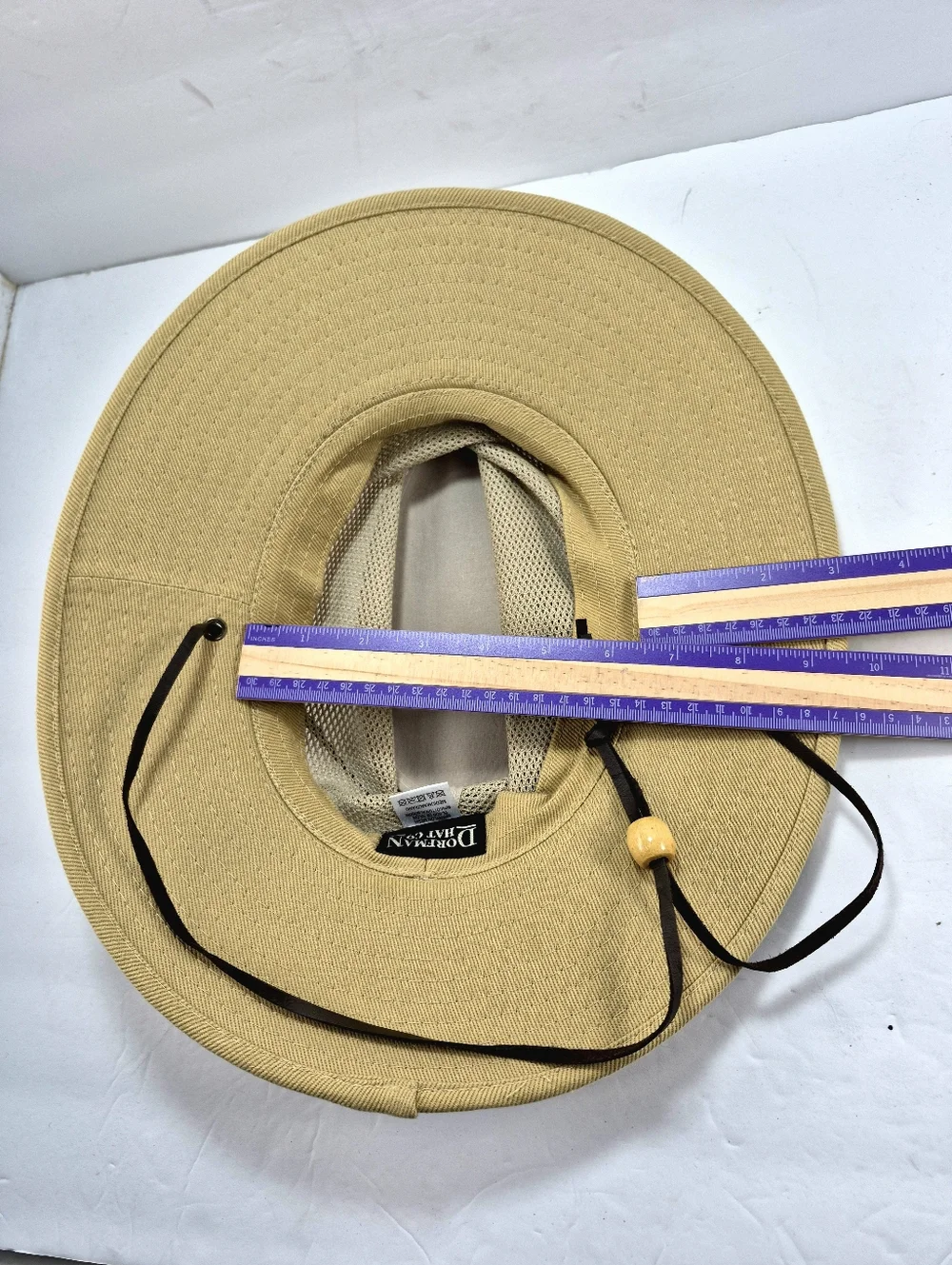 NWOT Dorfman Hat Co. Khaki Mesh Crown Safari Sun Hat Unisex Packable Travel
